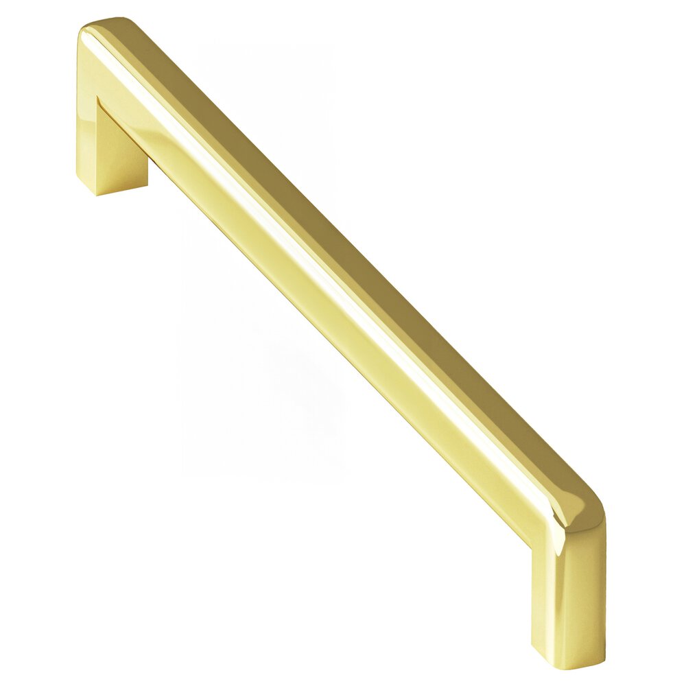10" Centers Square Cabinet Pull With Rounded Back And Radiused Edges In Polished Brass
