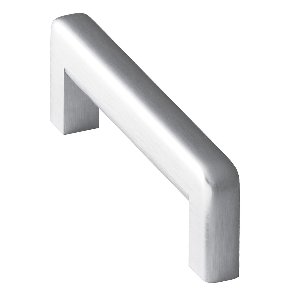 4" Centers Square Cabinet Pull With Rounded Back And Radiused Edges In Matte Satin Chrome