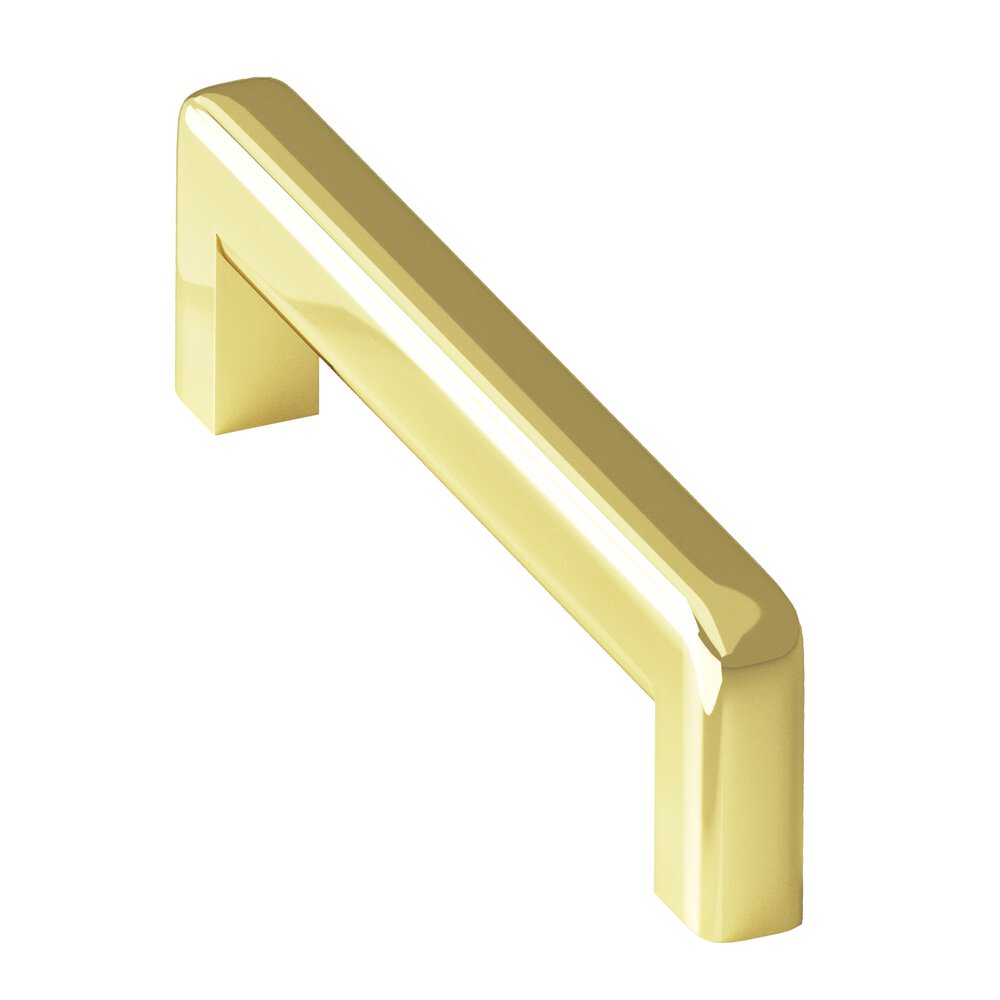 5" Centers Square Cabinet Pull With Rounded Back And Radiused Edges In Unlacquered Polished Brass