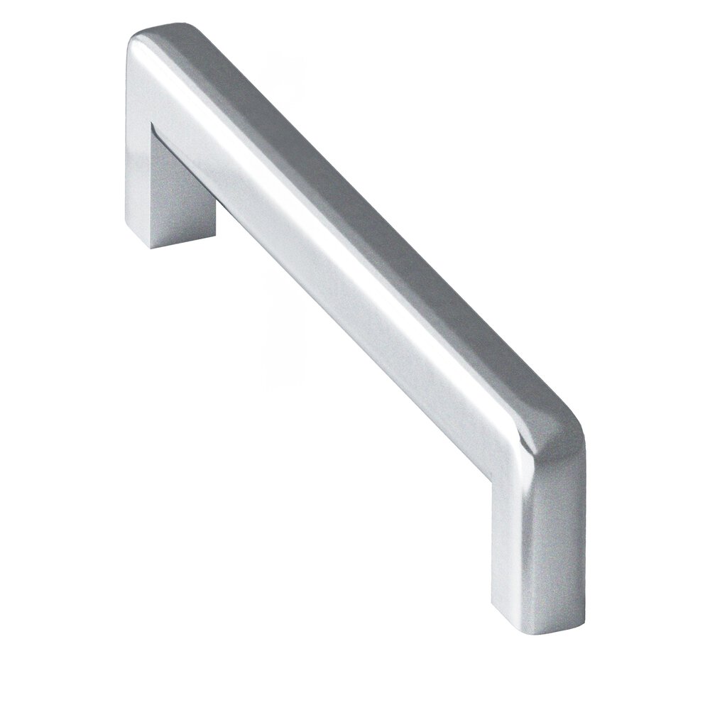 6" Centers Square Cabinet Pull With Rounded Back And Radiused Edges In Satin Chrome