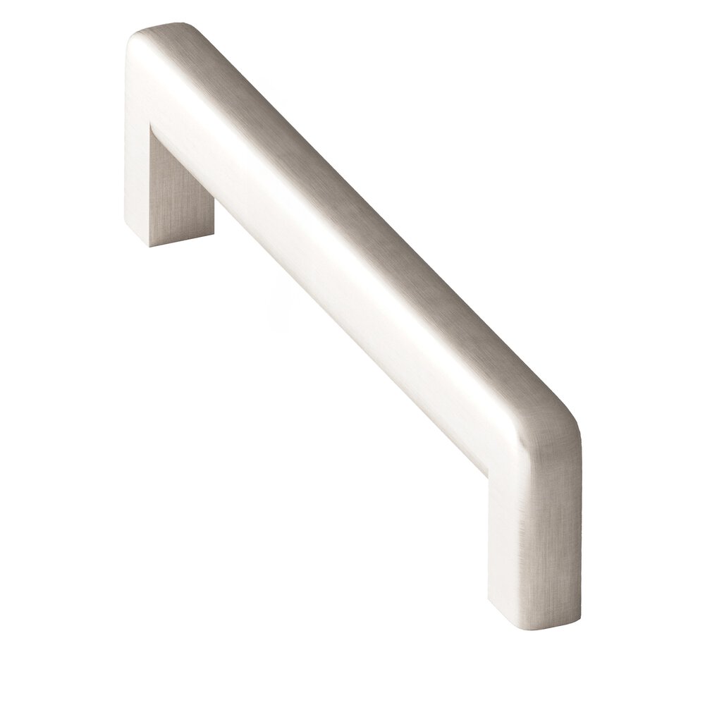 6" Centers Square Cabinet Pull With Rounded Back And Radiused Edges In Matte Satin Nickel