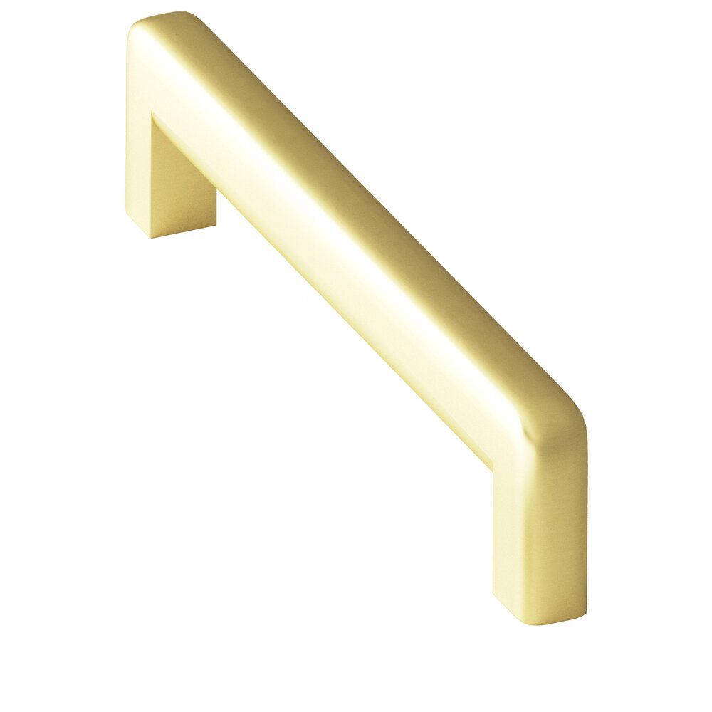 6" Centers Square Cabinet Pull With Rounded Back And Radiused Edges In Matte Satin Brass