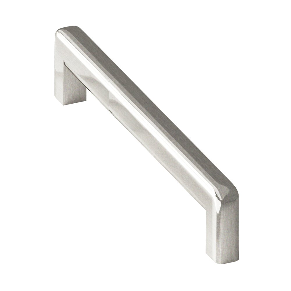 8" Centers Square Cabinet Pull With Rounded Back And Radiused Edges In Nickel Stainless