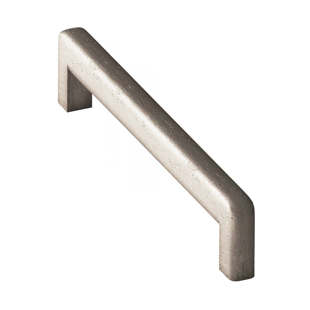 8" Centers Square Cabinet Pull With Rounded Back And Radiused Edges In Distressed Pewter