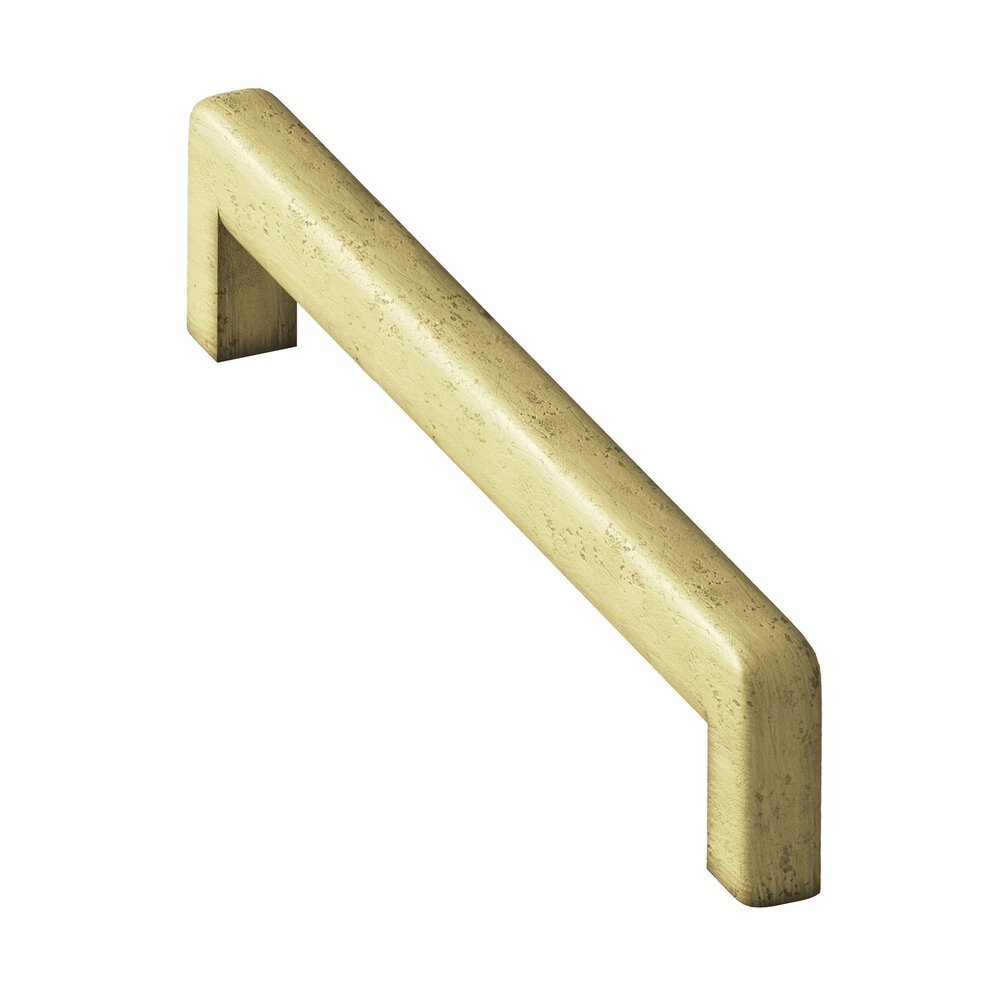 8" Centers Square Cabinet Pull With Rounded Back And Radiused Edges In Distressed Antique Brass