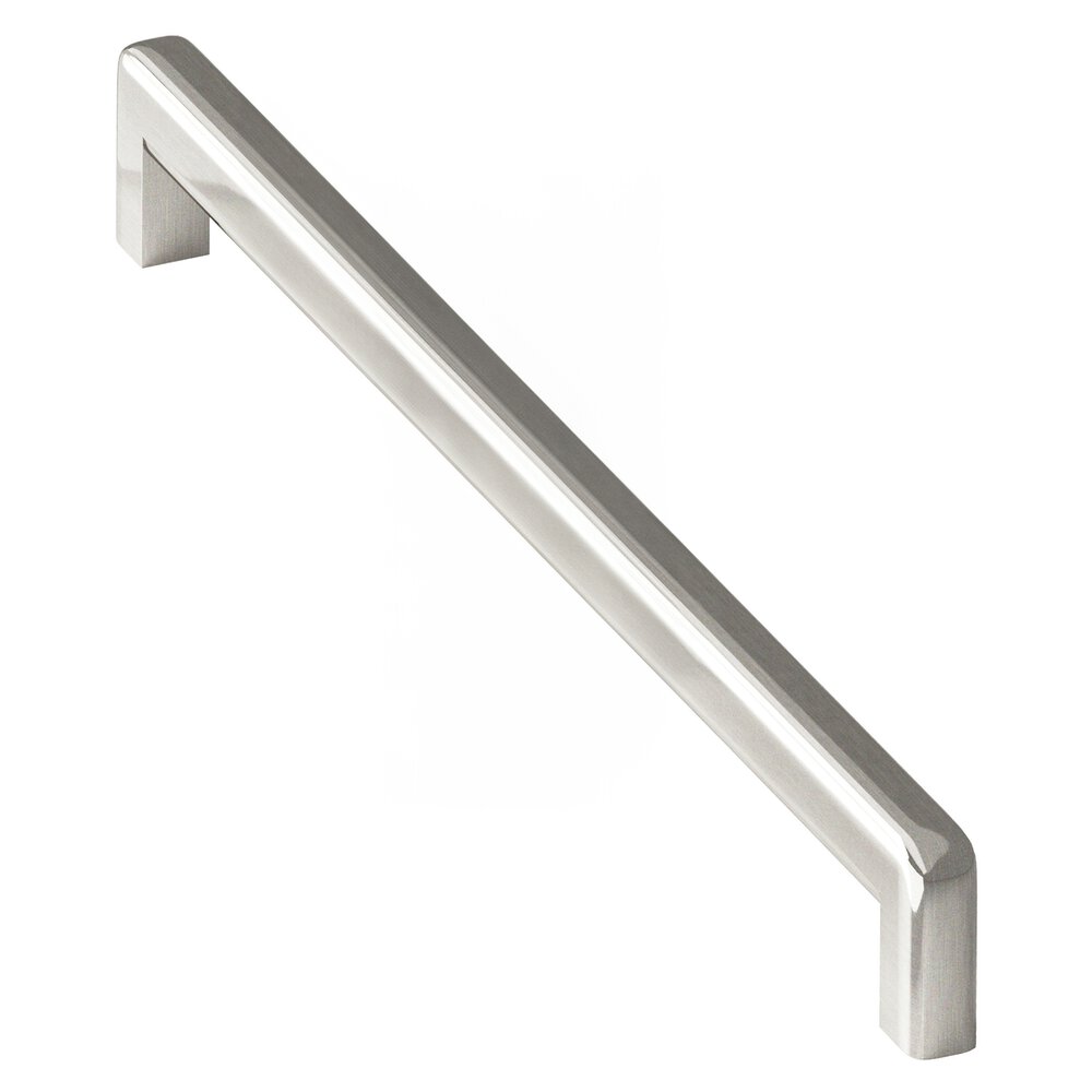 12" Centers Square Cabinet Pull With Rounded Back And Radiused Edges In Nickel Stainless