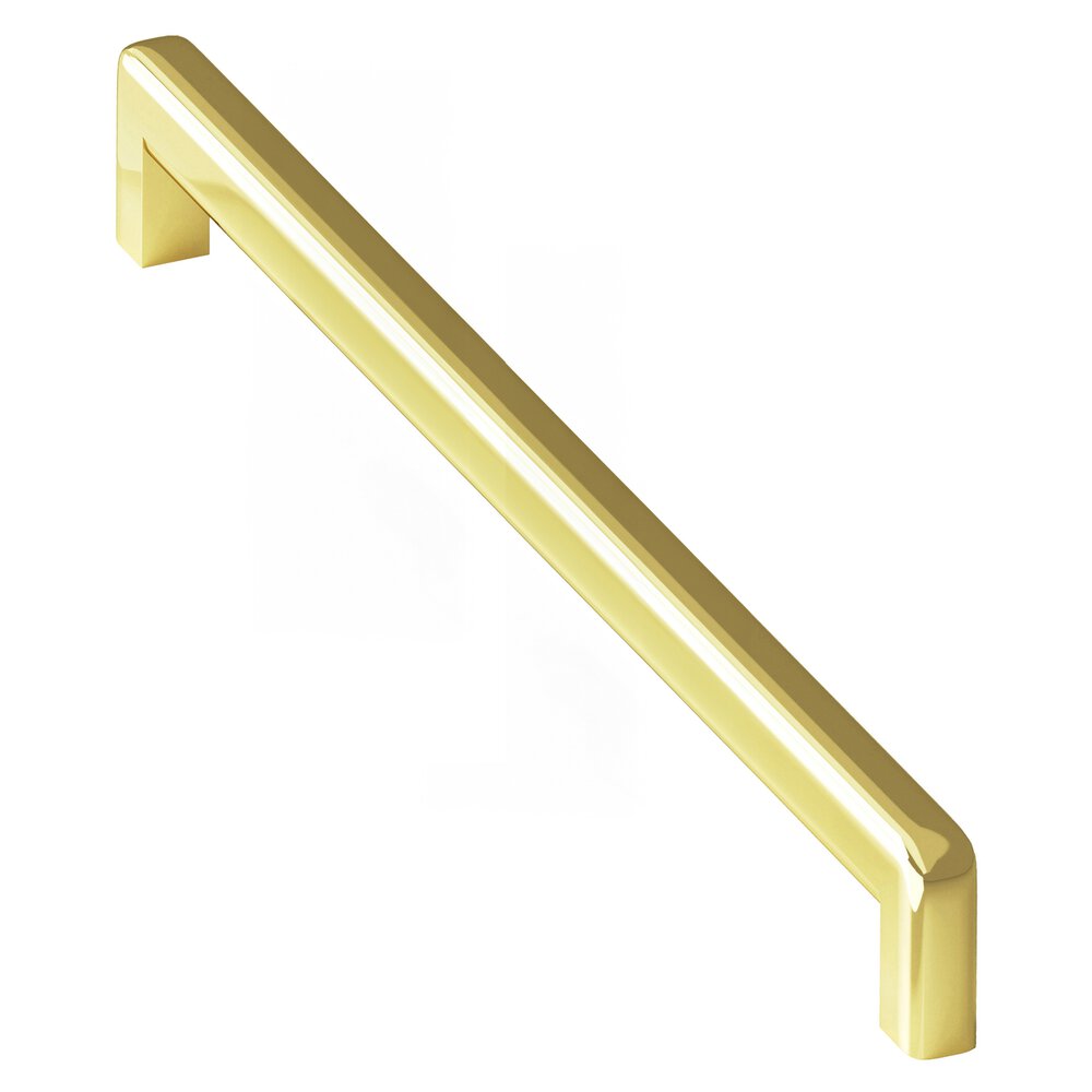 12" Centers Square Cabinet Pull With Rounded Back And Radiused Edges In Polished Brass