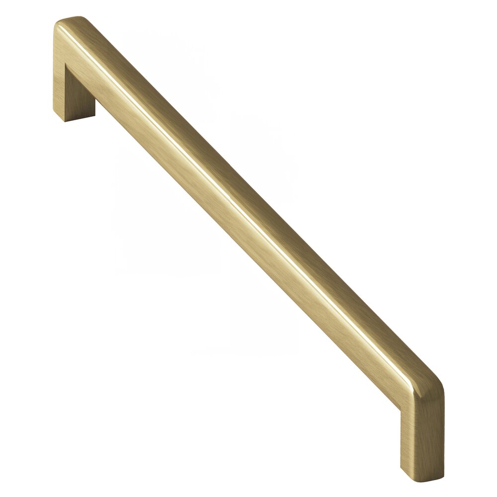 12" Centers Square Cabinet Pull With Rounded Back And Radiused Edges In Antique Brass