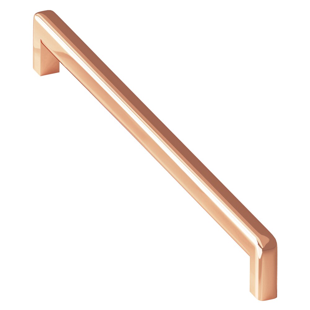 12" Centers Square Cabinet Pull With Rounded Back And Radiused Edges In Polished Copper