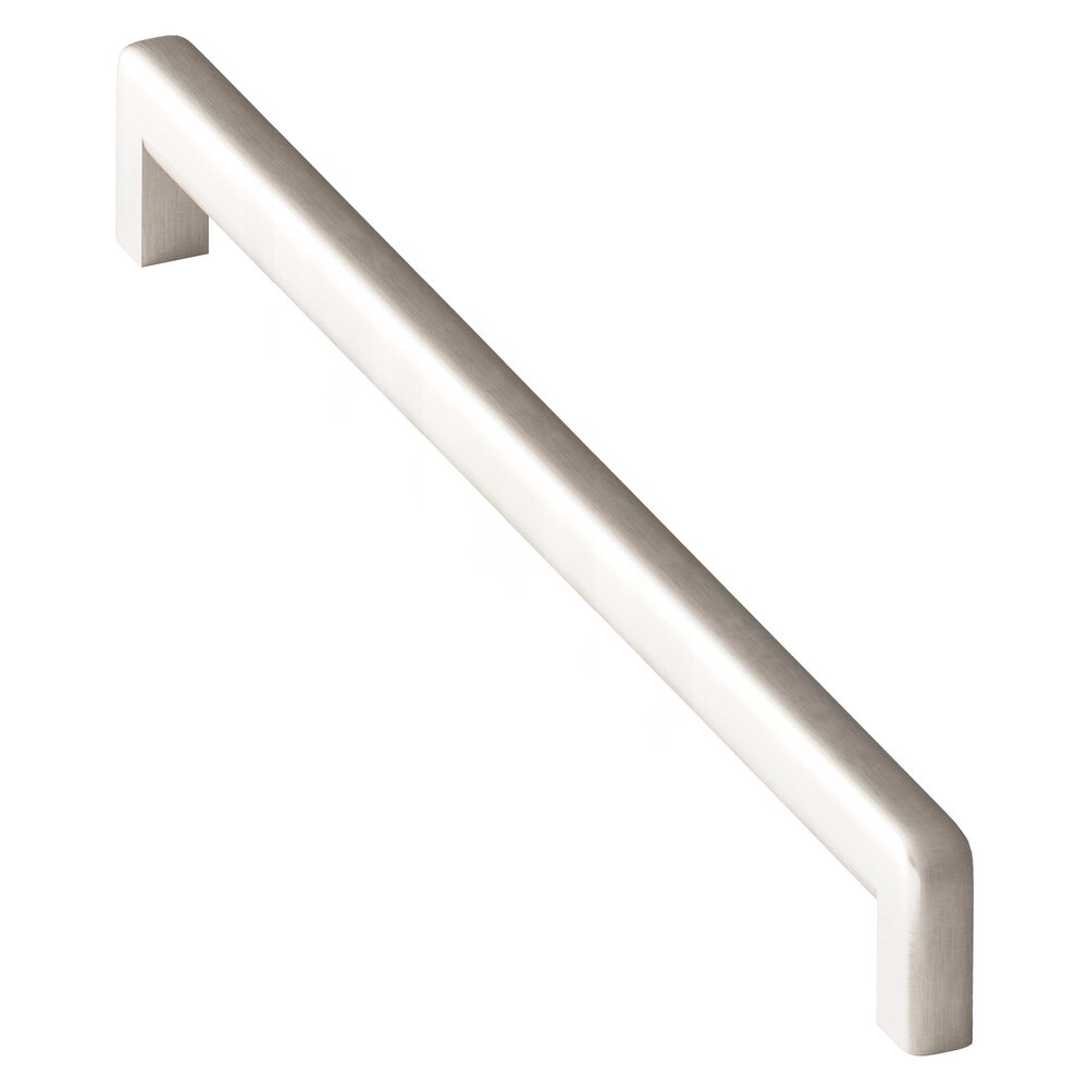 12" Centers Square Cabinet Pull With Rounded Back And Radiused Edges In Matte Satin Nickel