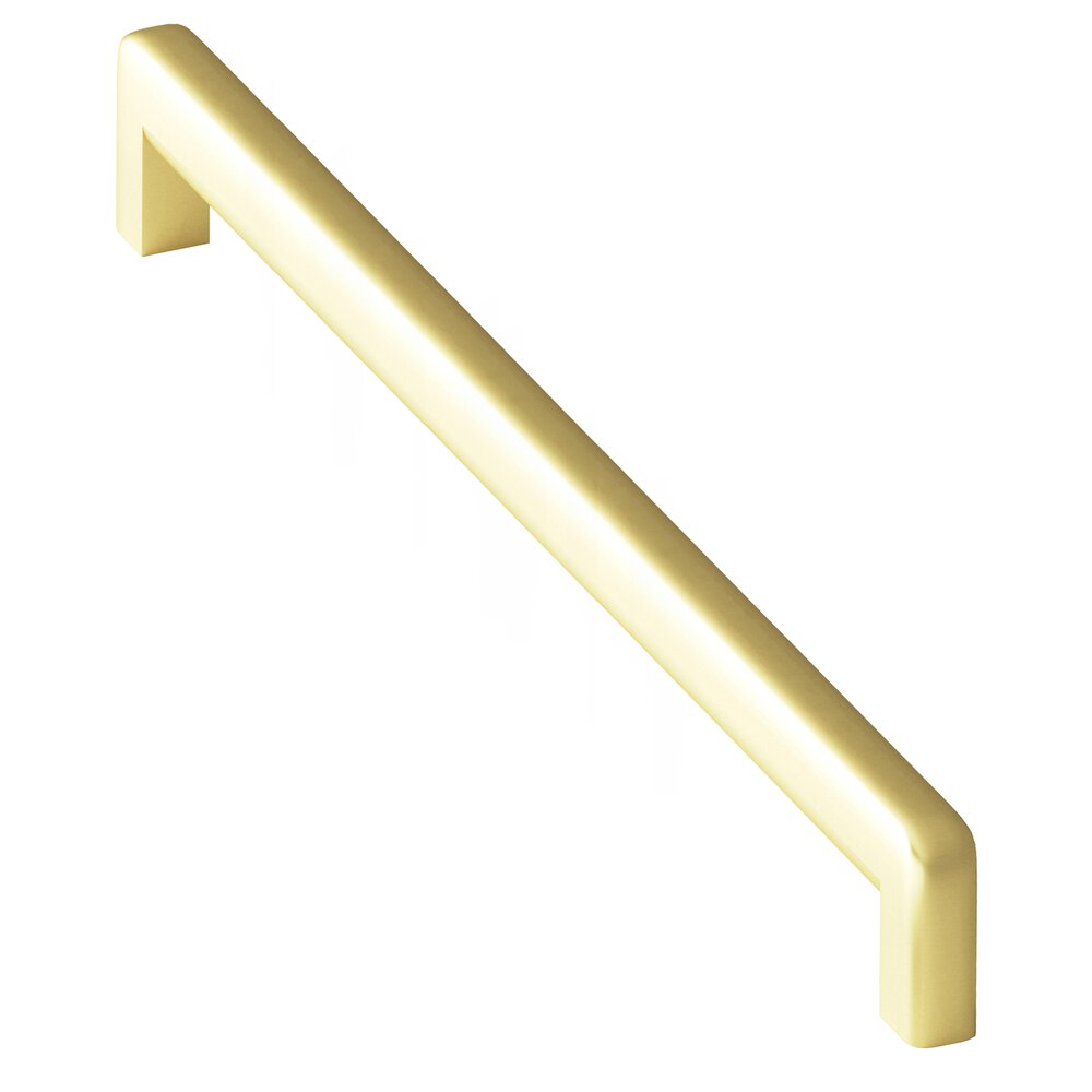 12" Centers Square Cabinet Pull With Rounded Back And Radiused Edges In Matte Satin Brass