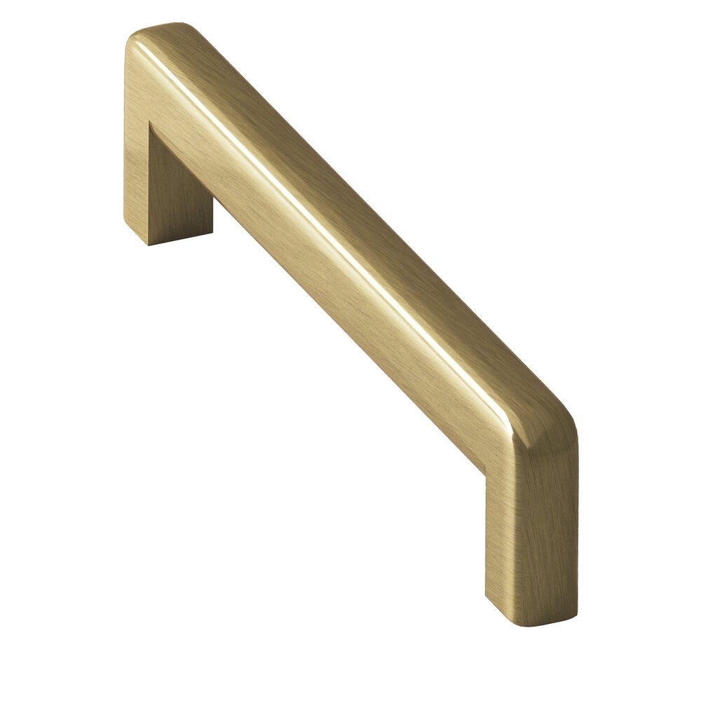 6" Centers Square Cabinet Pull With Rounded Back And Radiused Edges In Antique Brass