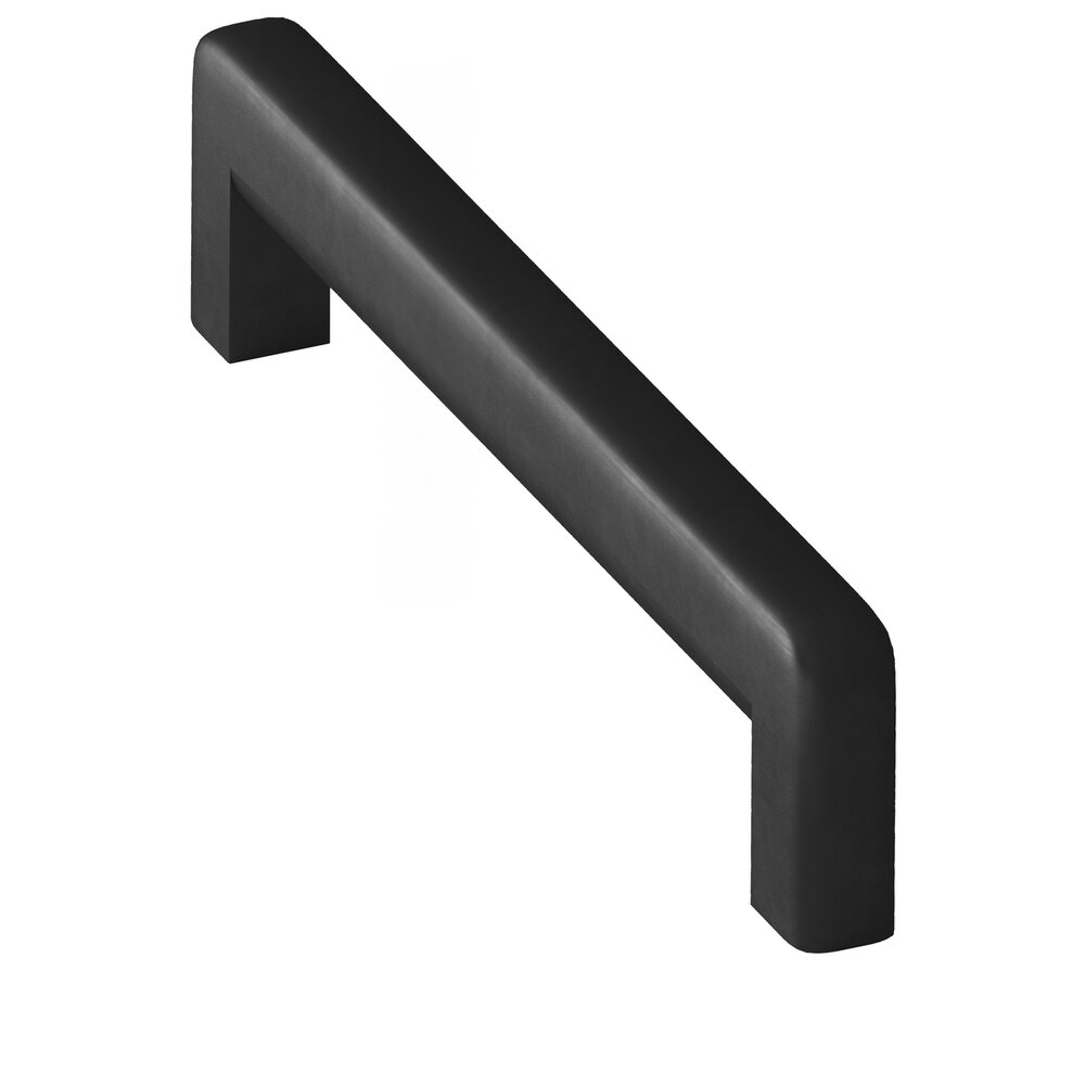 6" Centers Square Cabinet Pull With Rounded Back And Radiused Edges In Matte Satin Black