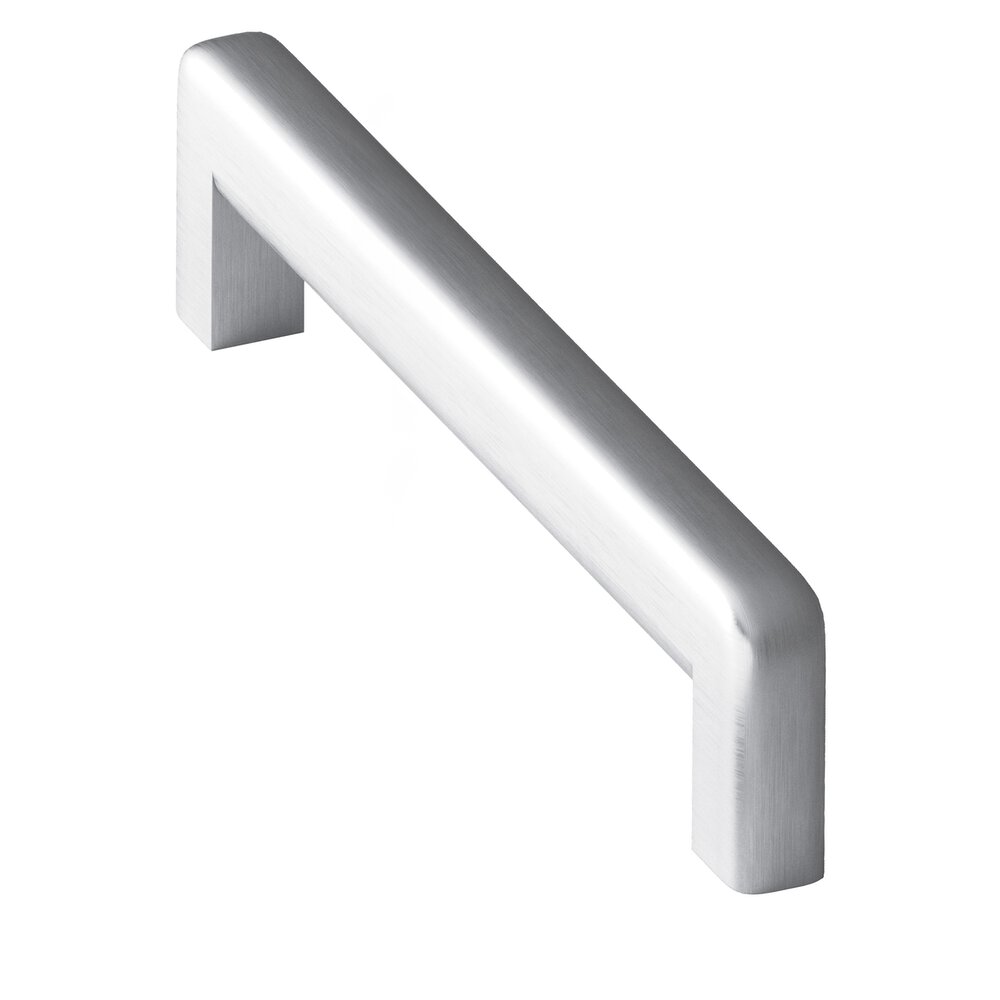 6" Centers Square Cabinet Pull With Rounded Back And Radiused Edges In Matte Satin Chrome