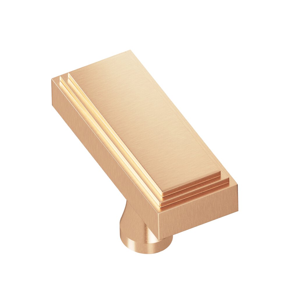 2" Rectangular Stepped T Cabinet Knob With Flared Post In Satin Bronze