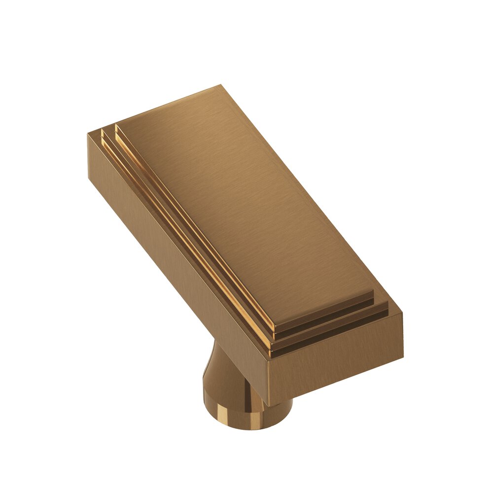 2" Rectangular Stepped T Cabinet Knob With Flared Post In Light Statuary Bronze
