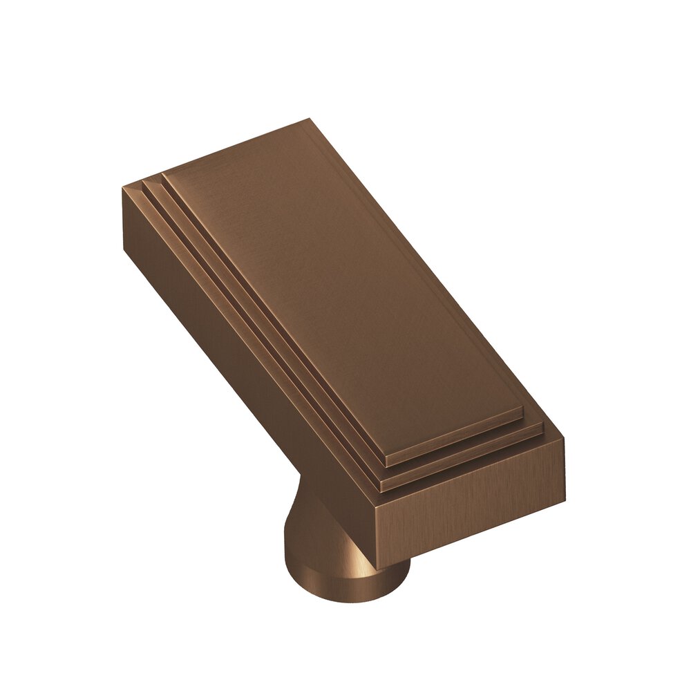 2" Rectangular Stepped T Cabinet Knob With Flared Post In Matte Oil Rubbed Bronze