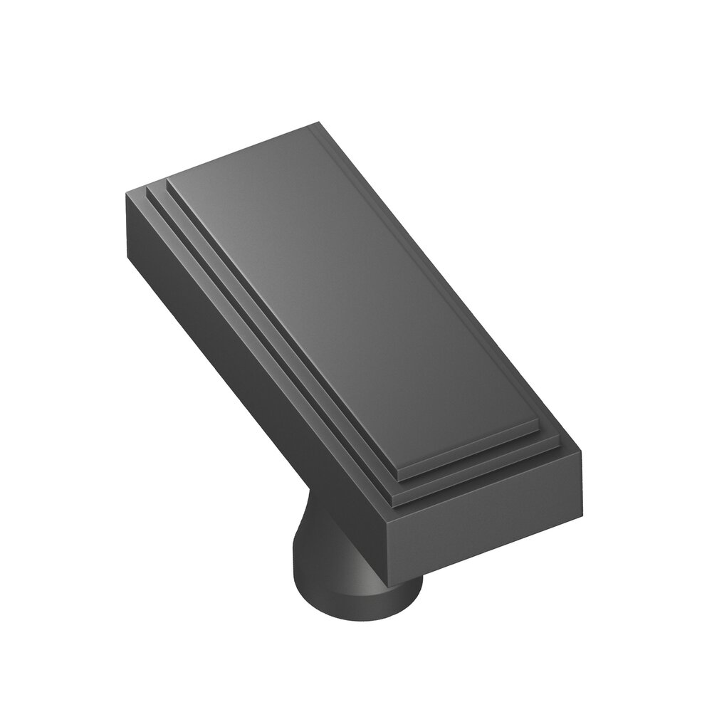 2" Rectangular Stepped T Cabinet Knob With Flared Post In Matte Graphite