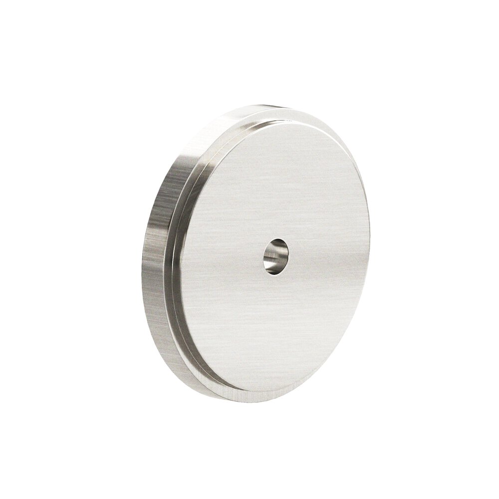 1.25" Diameter Round Stepped Backplate In Satin Nickel