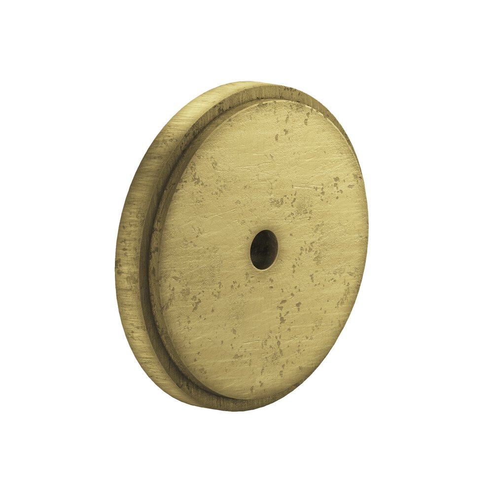 1.5" Diameter Round Stepped Backplate In Distressed Antique Brass