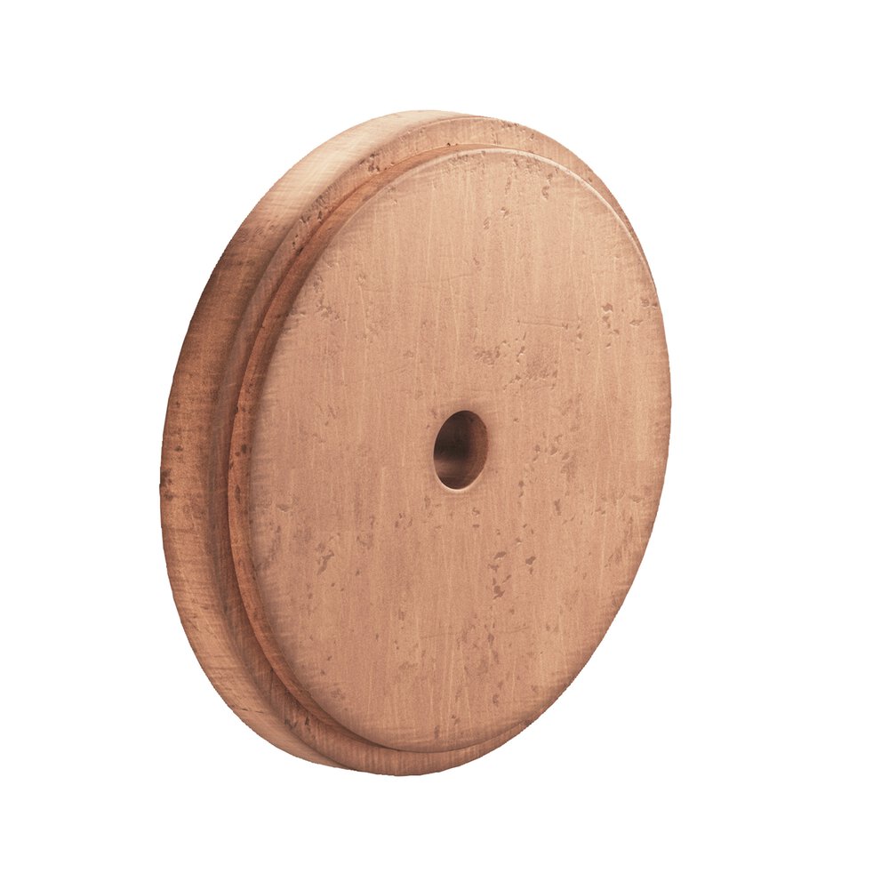 1.75" Diameter Round Stepped Backplate In Distressed Antique Copper