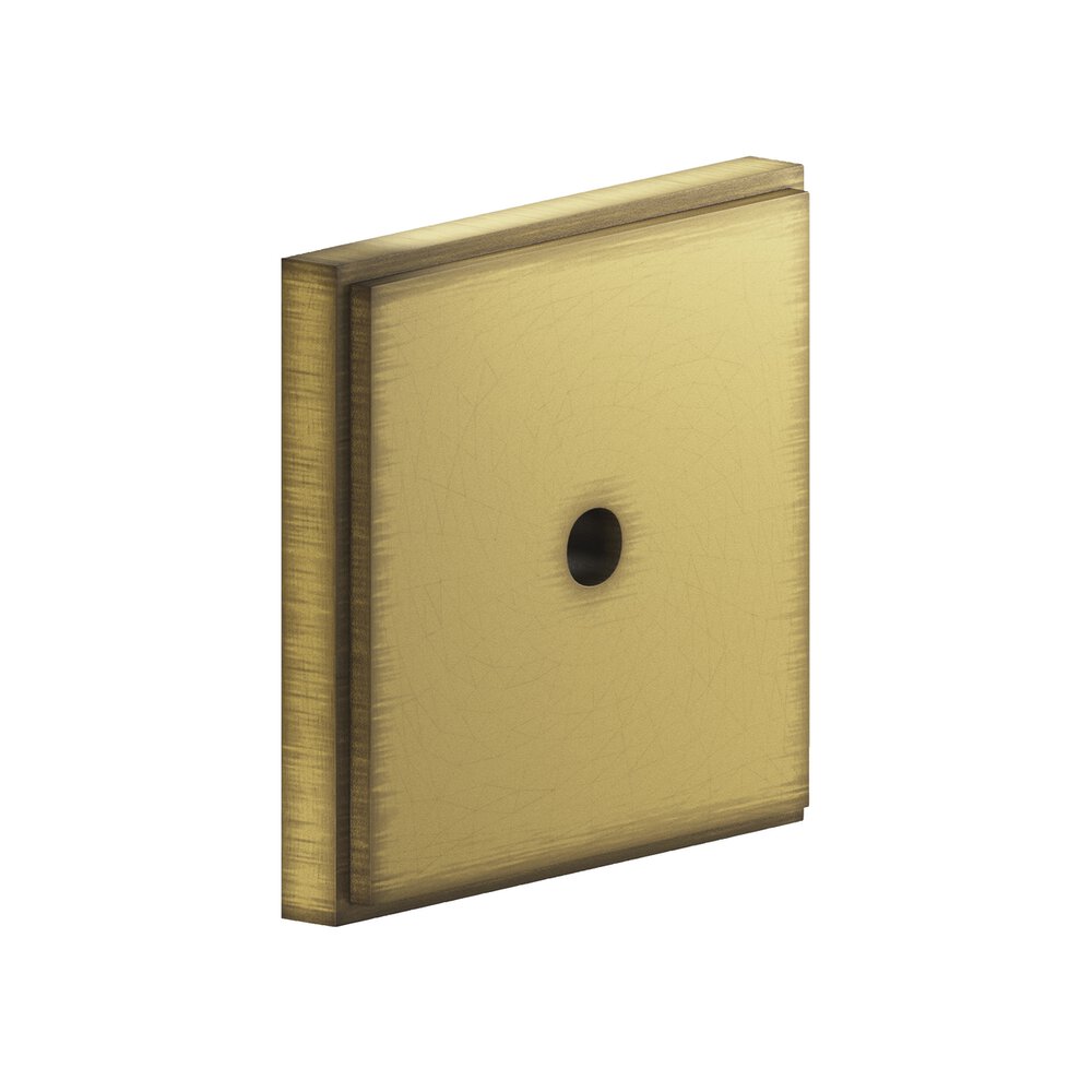 1.5" Square Stepped Backplate In Matte Antique Satin Brass