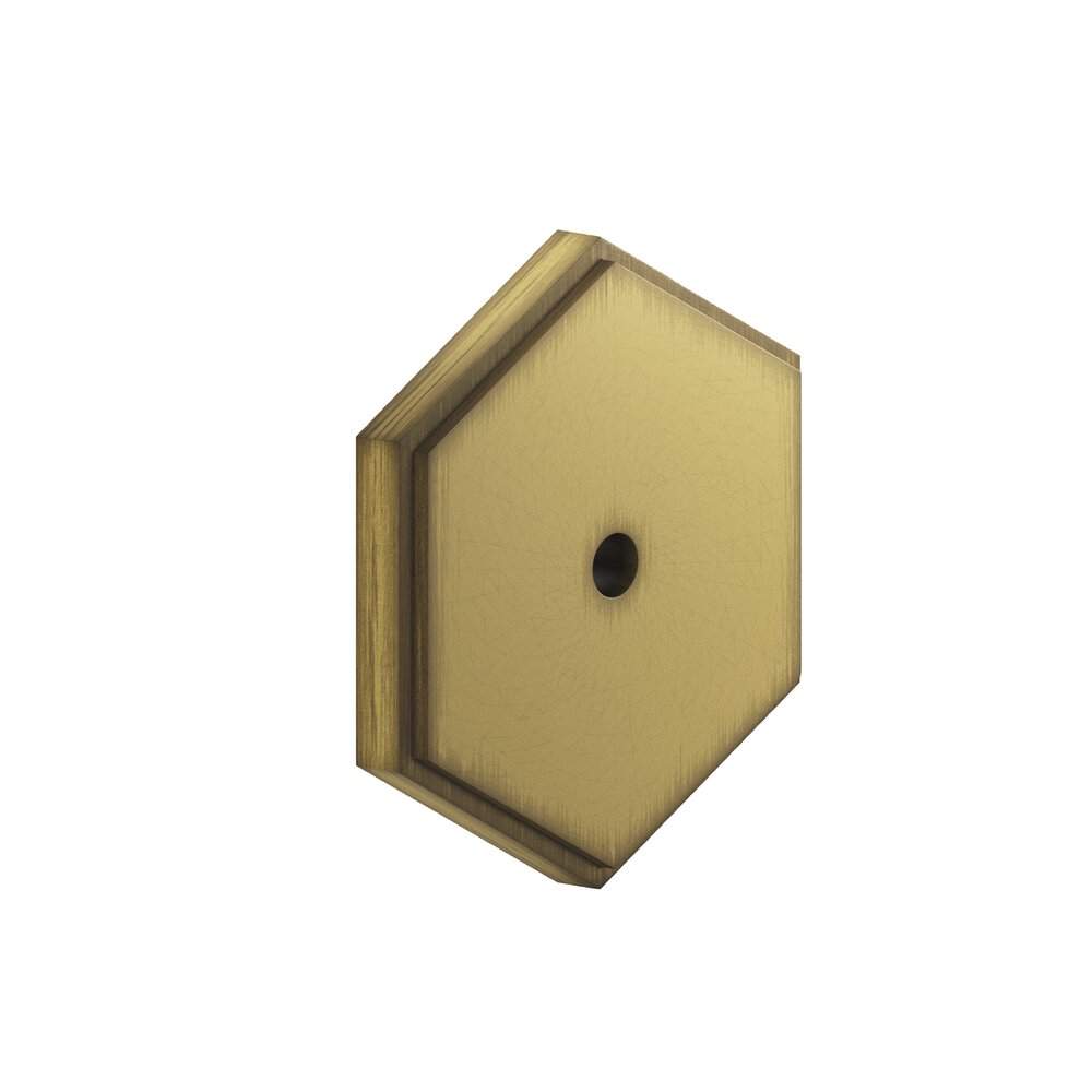 1.25" Hexagonal Stepped Backplate In Matte Antique Satin Brass