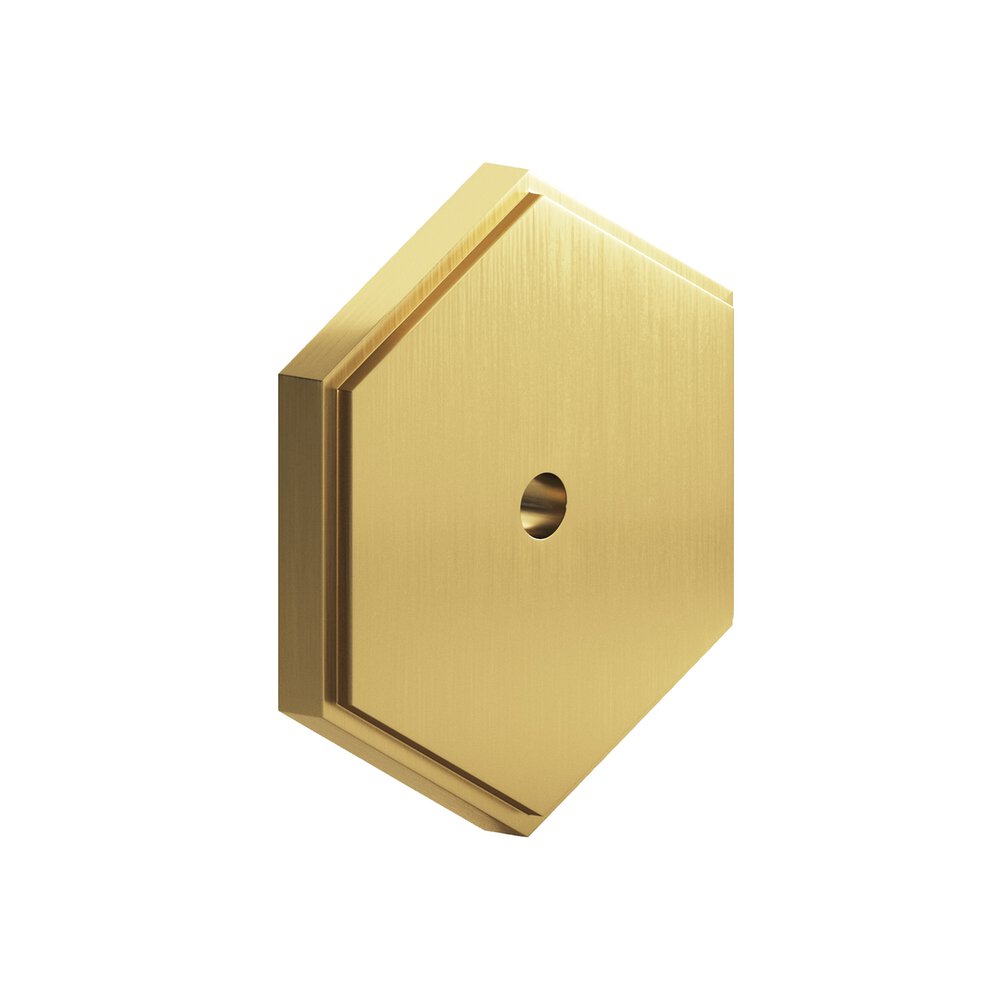 1.5" Hexagonal Stepped Backplate In Unlacquered Satin Brass