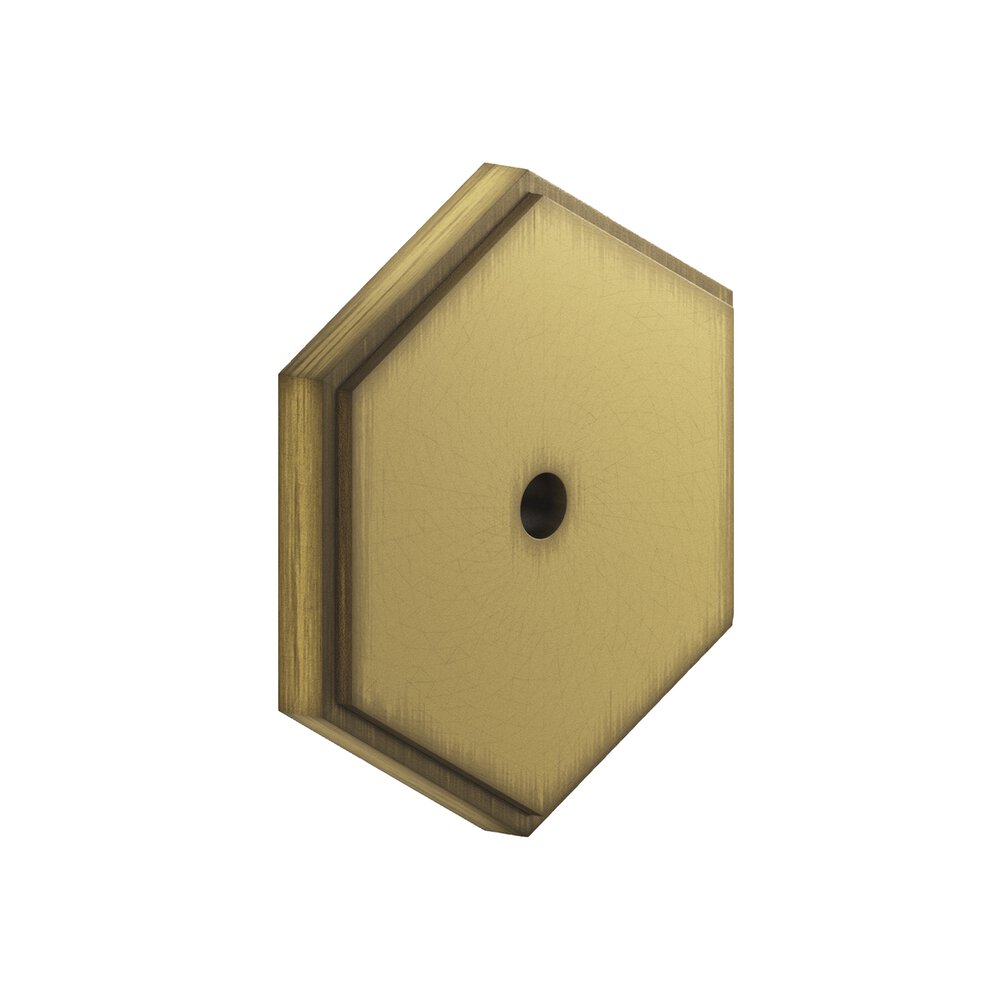 1.5" Hexagonal Stepped Backplate In Matte Antique Satin Brass