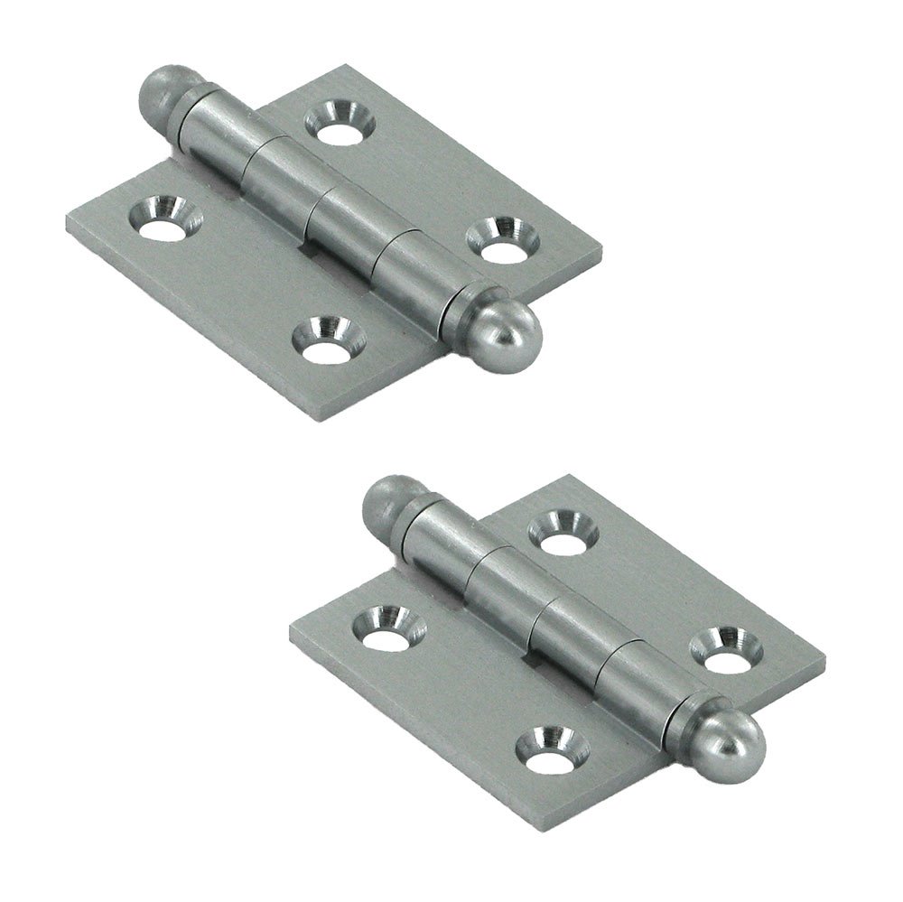 Solid Brass 1 1/2" x 1 1/2" Mortise Cabinet Hinge with Ball Tips (Sold as a Pair) in Brushed Chrome