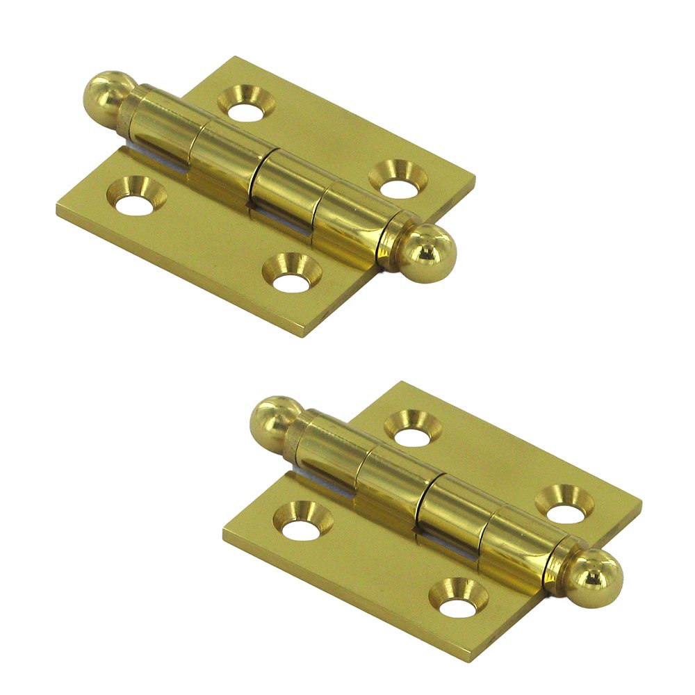 Solid Brass 1 1/2" x 1 1/2" Mortise Cabinet Hinge with Ball Tips (Sold as a Pair) in Polished Brass