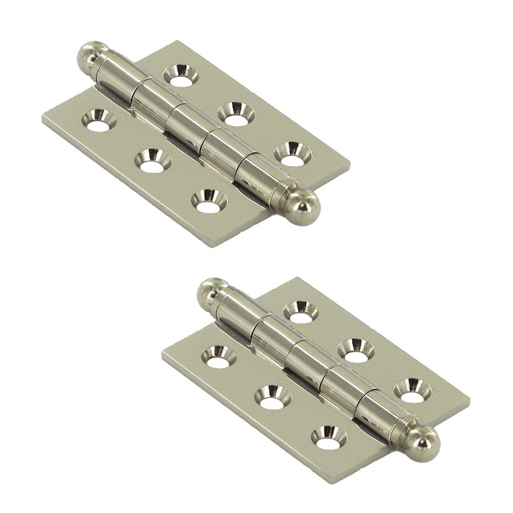 Solid Brass 2" x 1 1/2" Mortise Cabinet Hinge with Ball Tips (Sold as a Pair) in Polished Nickel