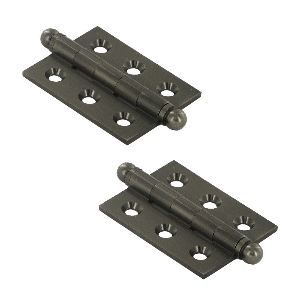 Solid Brass 2" x 1 1/2" Mortise Cabinet Hinge with Ball Tips (Sold as a Pair) in Antique Nickel