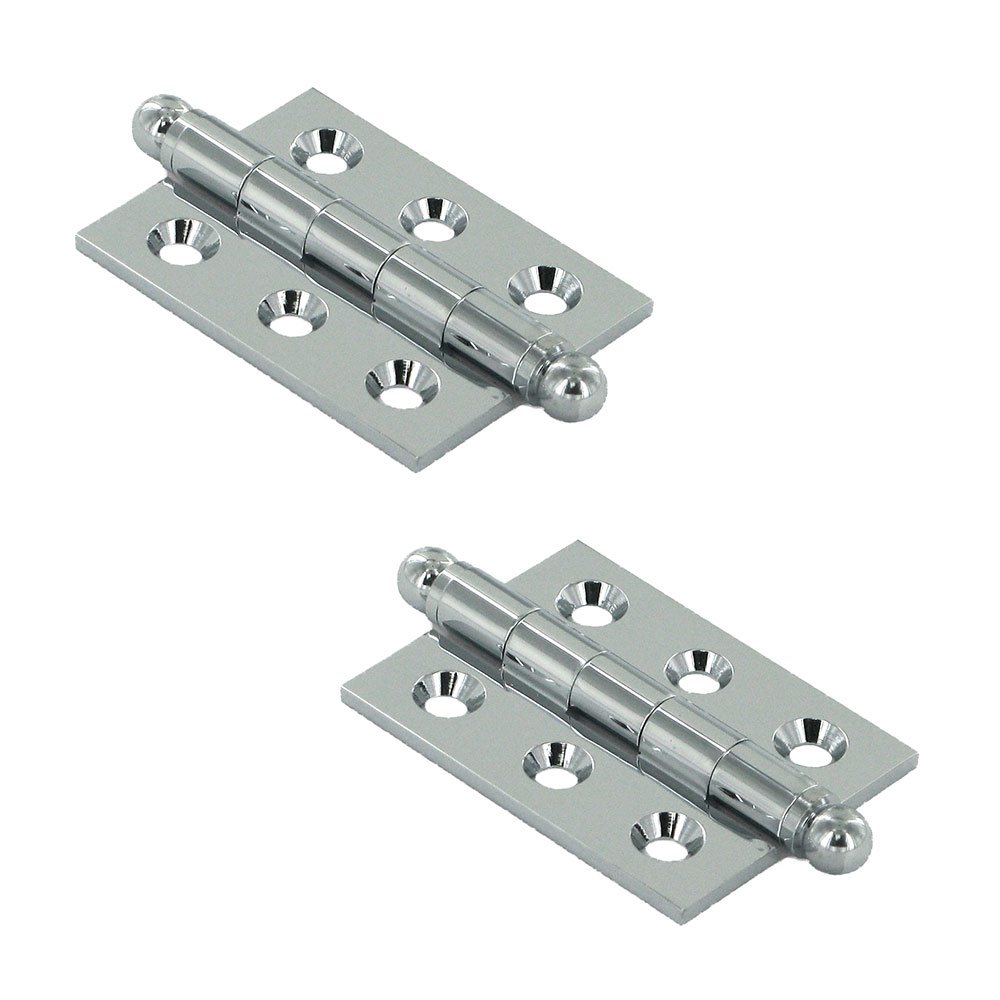 Solid Brass 2" x 1 1/2" Mortise Cabinet Hinge with Ball Tips (Sold as a Pair) in Polished Chrome