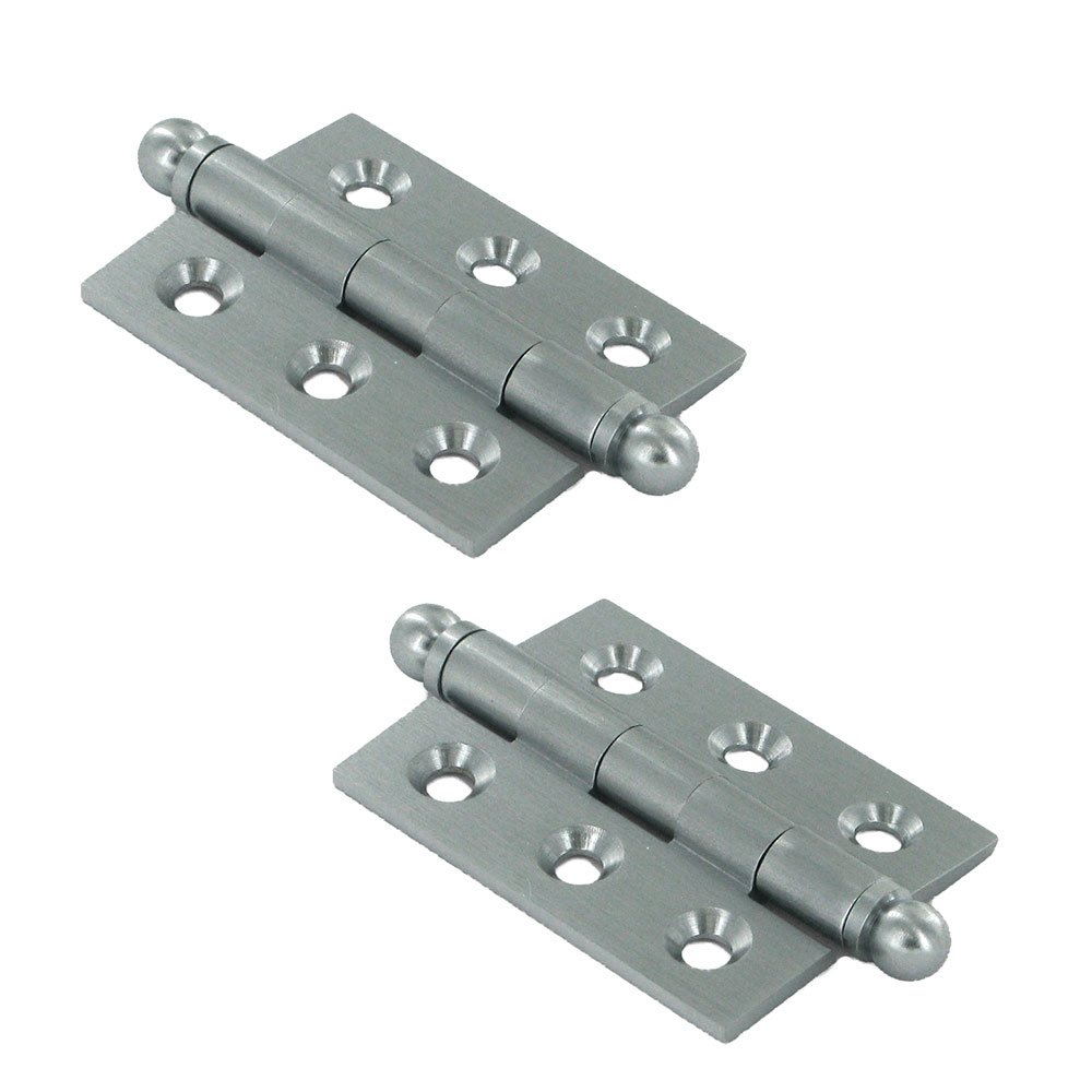 Solid Brass 2" x 1 1/2" Mortise Cabinet Hinge with Ball Tips (Sold as a Pair) in Brushed Chrome