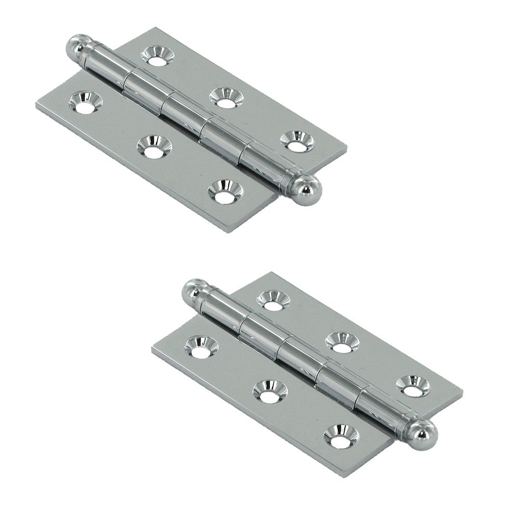 Solid Brass 2 1/2" x 1 11/16" Mortise Cabinet Hinge with Ball Tips (Sold as a Pair) in Polished Chrome