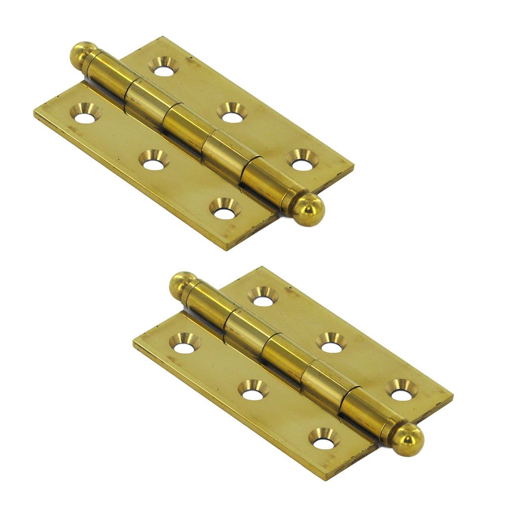 Solid Brass 2 1/2" x 1 11/16" Mortise Cabinet Hinge with Ball Tips (Sold as a Pair) in Polished Brass Unlacquered