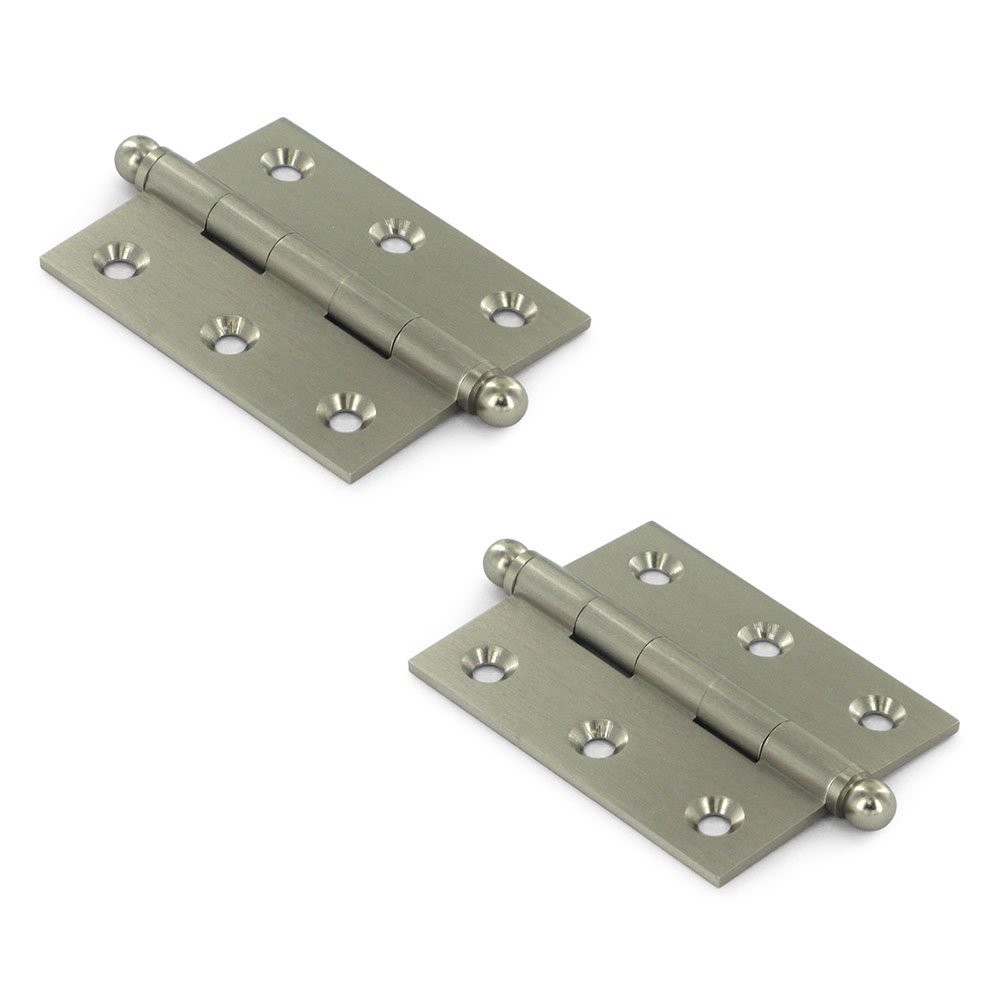 Solid Brass 2 1/2" x 2" Mortise Cabinet Hinge with Ball Tips (Sold as a Pair) in Brushed Nickel