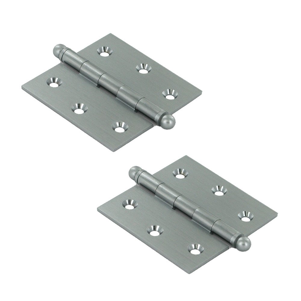 Solid Brass 2 1/2" x 2 1/2" Mortise Cabinet Hinge with Ball Tips (Sold as a Pair) in Brushed Chrome