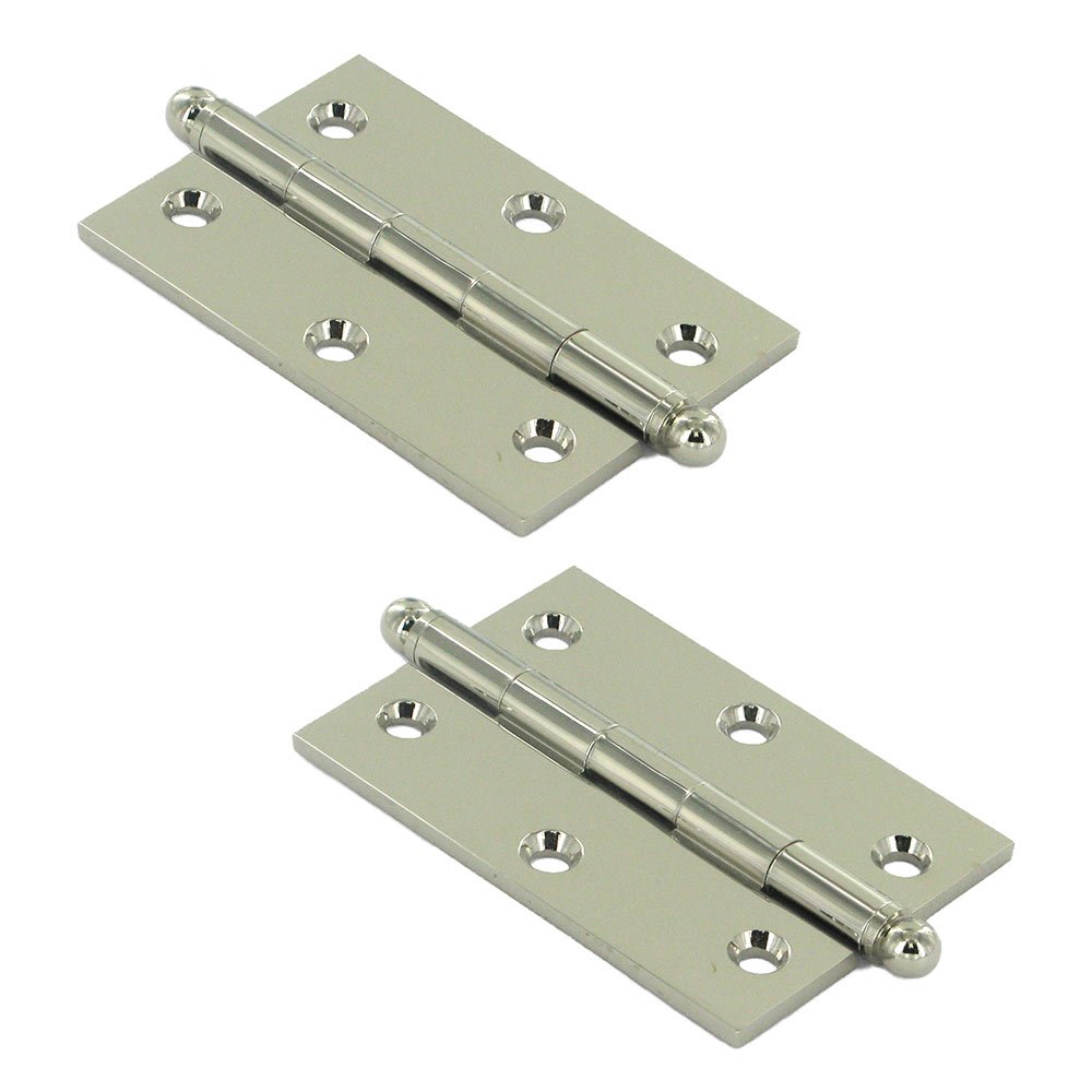 Solid Brass 3" x 2" Mortise Cabinet Hinge with Ball Tips (Sold as a Pair) in Polished Nickel