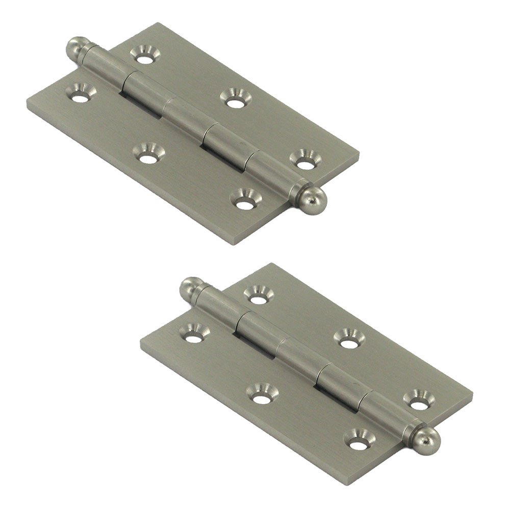 Solid Brass 3" x 2" Mortise Cabinet Hinge with Ball Tips (Sold as a Pair) in Brushed Nickel