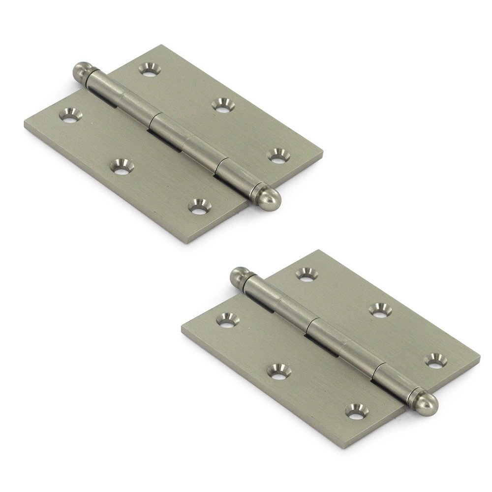Solid Brass 3" x 2 1/2" Mortise Cabinet Hinge with Ball Tips (Sold as a Pair) in Brushed Nickel