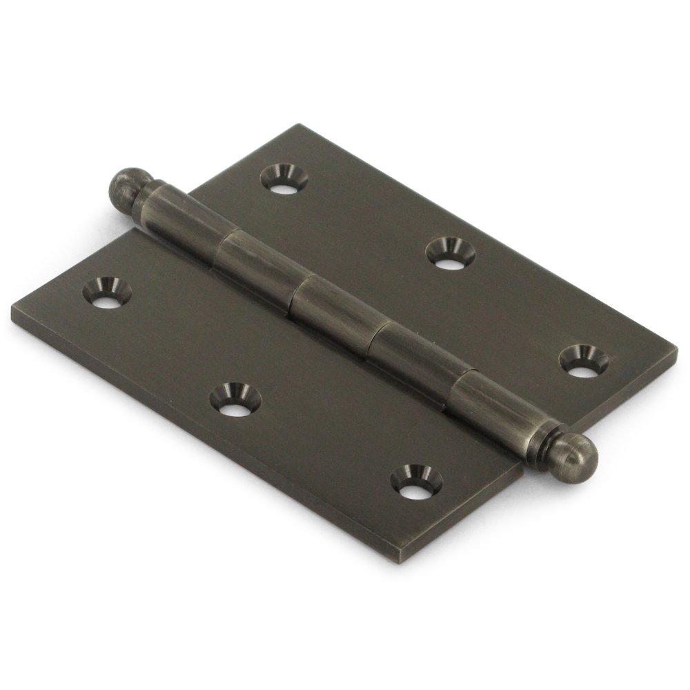 Solid Brass 3" x 2 1/2" Mortise Cabinet Hinge with Ball Tips (Sold as a Pair) in Antique Nickel