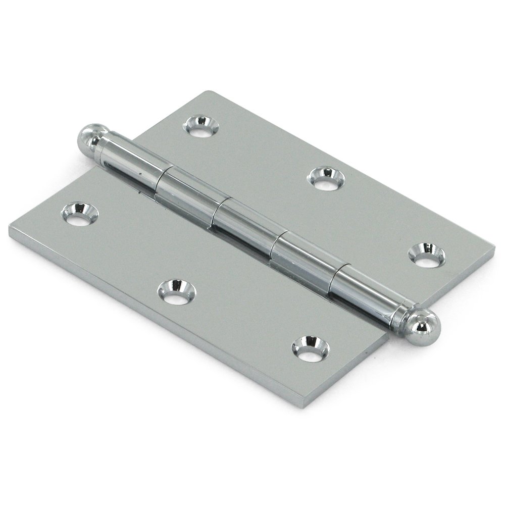 Solid Brass 3" x 2 1/2" Mortise Cabinet Hinge with Ball Tips (Sold as a Pair) in Polished Chrome