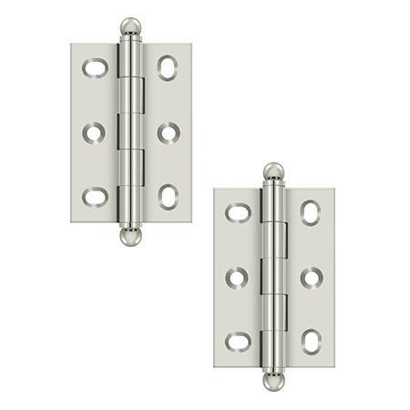 Solid Brass 2 1/2" x 1 11/16" Adjustable Cabinet Hinge with Ball Tips (Sold as a Pair) in Polished Nickel