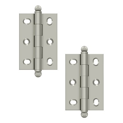 Solid Brass 2 1/2" x 1 11/16" Adjustable Cabinet Hinge with Ball Tips (Sold as a Pair) in Brushed Nickel