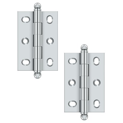 Solid Brass 2 1/2" x 1 11/16" Adjustable Cabinet Hinge with Ball Tips (Sold as a Pair) in Polished Chrome