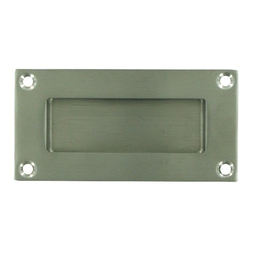 Solid Brass 4" x 2" Flush Pull in Brushed Stainless Steel