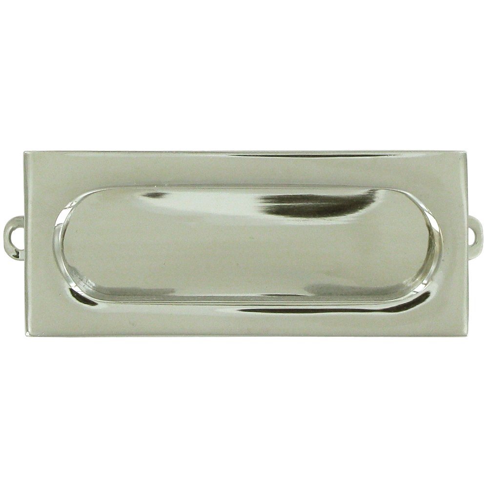Solid Brass 3 1/8" x 15/16" Rectangle Flush Pull in Polished Nickel