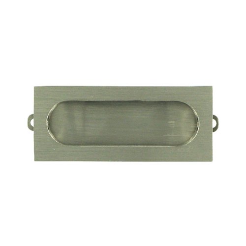 Solid Brass 3 1/8" x 15/16" Rectangle Flush Pull in Brushed Nickel